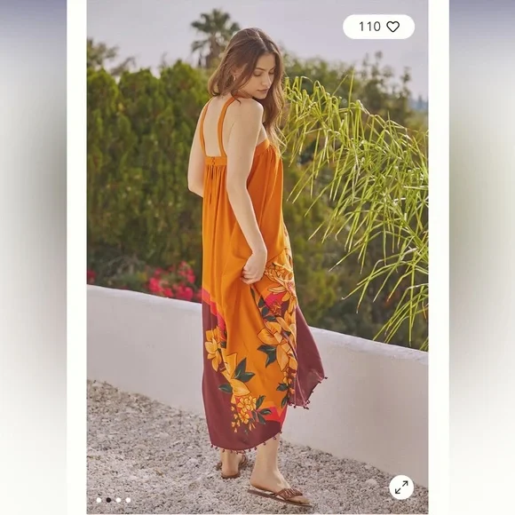 Anthropologie NWT FARM RIO HALTER MAXI COVER-UP DRESS size XS. - Picture 4 of 7